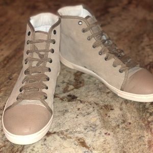 Lanvin suede lace up high top sneakers